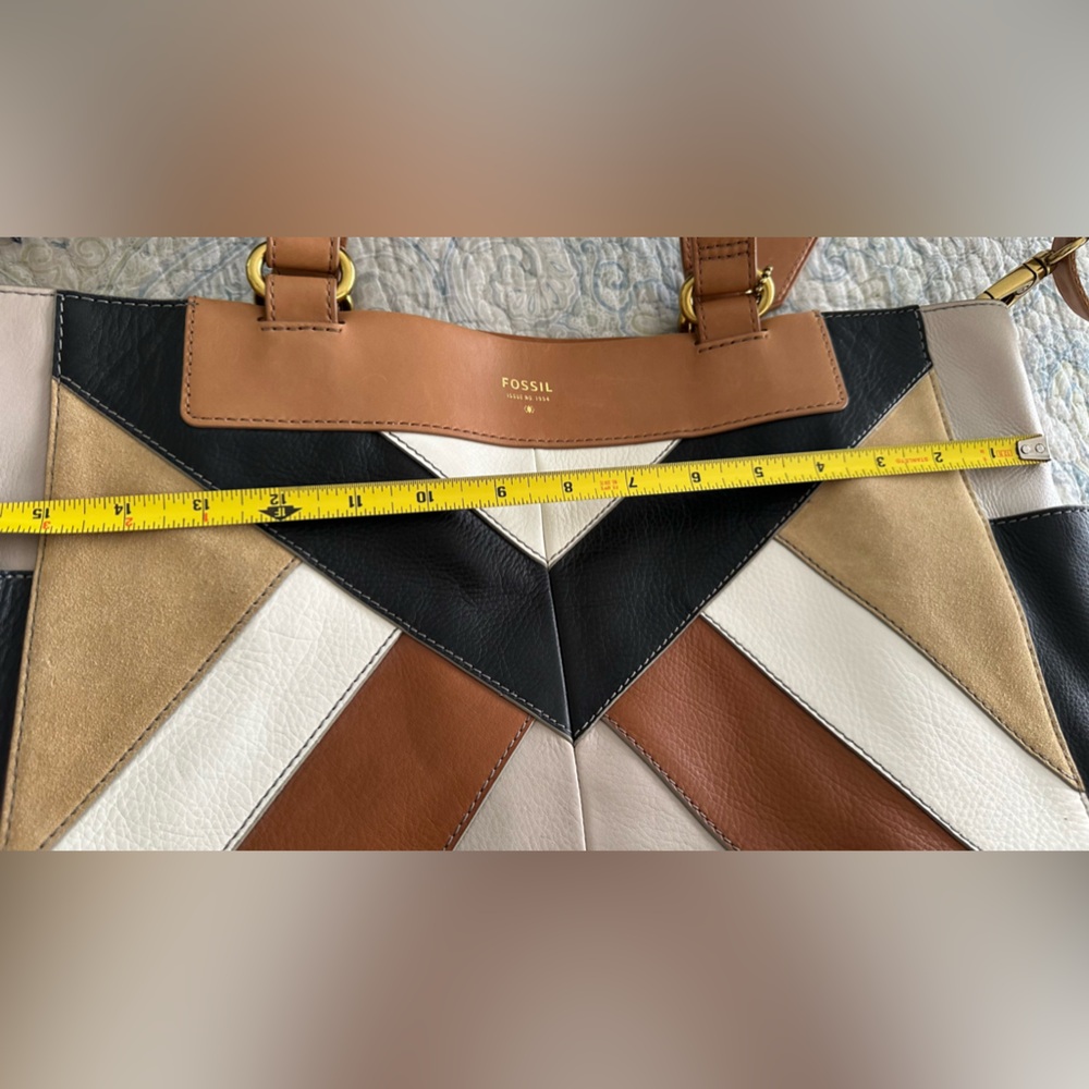 Fossil Amanda Colorblock Leather Shopper Tote Large Shoulder Bag EUC - Picture 5 of 16